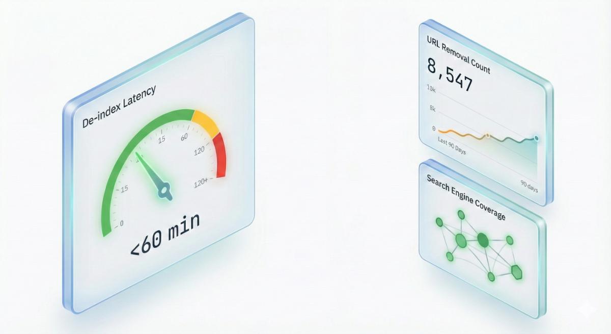 Search visibility takedown removing infringing content from search results