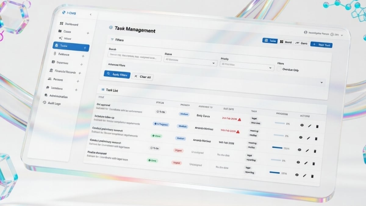 Advanced task management in Investigators CMS